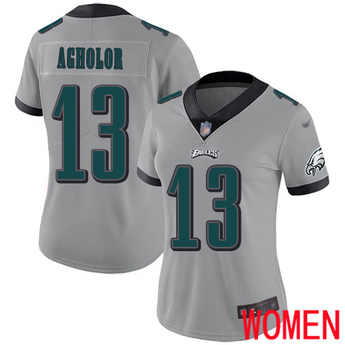 Women Philadelphia Eagles #13 Nelson Agholor Limited Silver Inverted Legend NFL Jersey Football